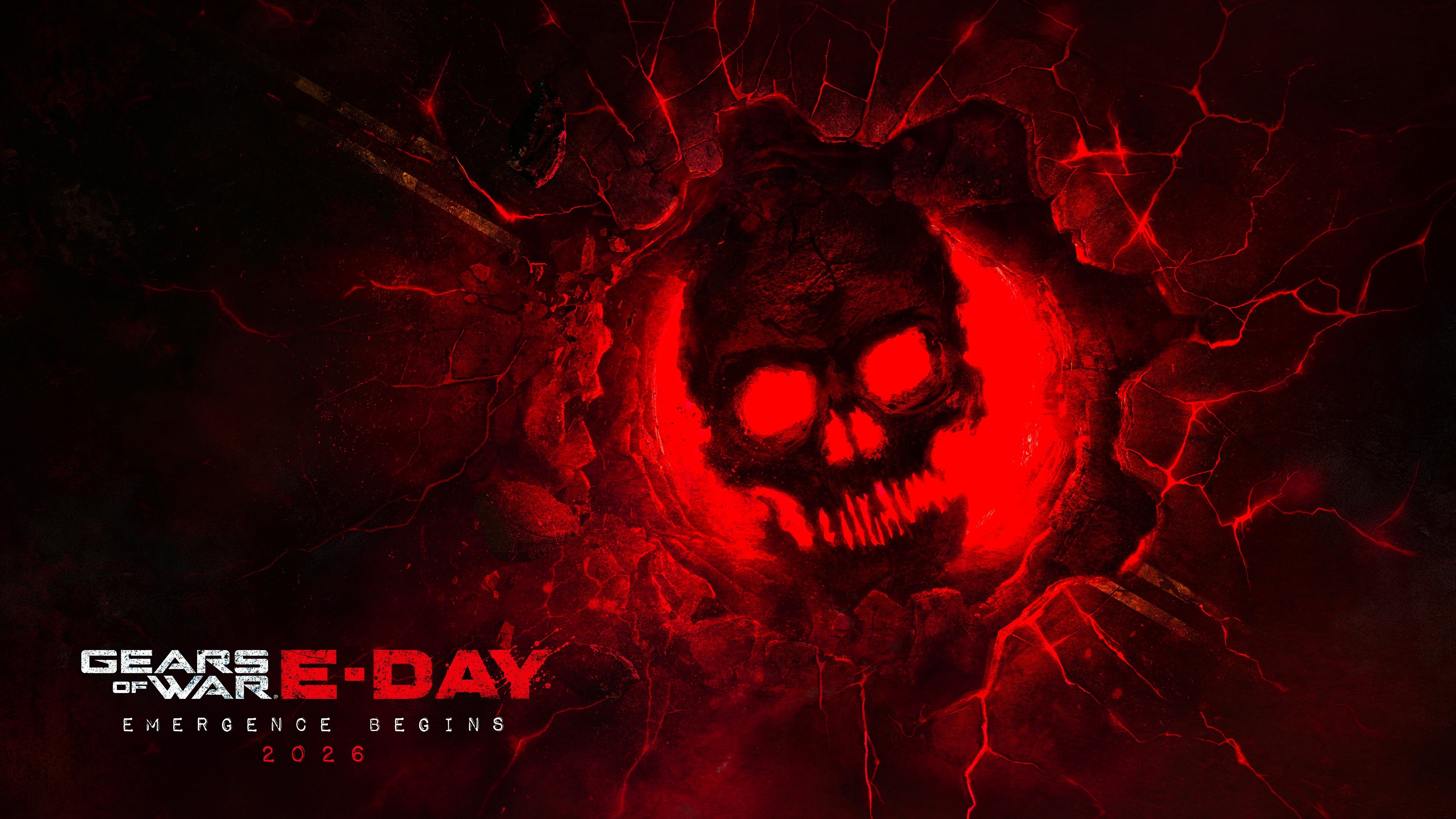 Gears of War: E-Day art with the crimson skull