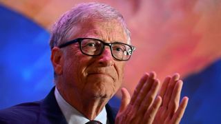 American philanthropist and Microsoft co-founder Bill Gates gestures during an event in New Delhi on March 19, 2025.